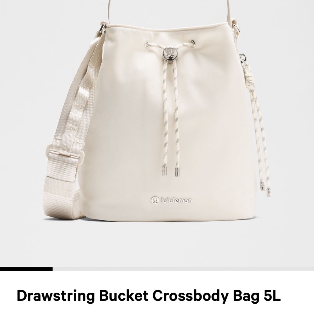Lululemon Athletica Cream Drawstring Bucket Crossbody Bag
